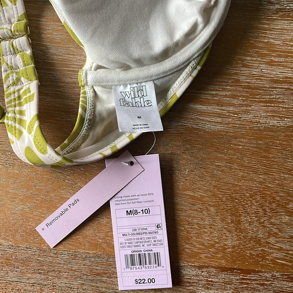 NWT Wild Fable Floral Green Bikini Top SZ M - Picture 4 of 4